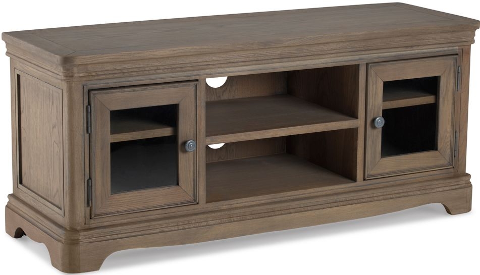 Louis Philippe French Grey Washed Oak Tv Unit 120cm W With Storage For Television Upto 43in Plasma