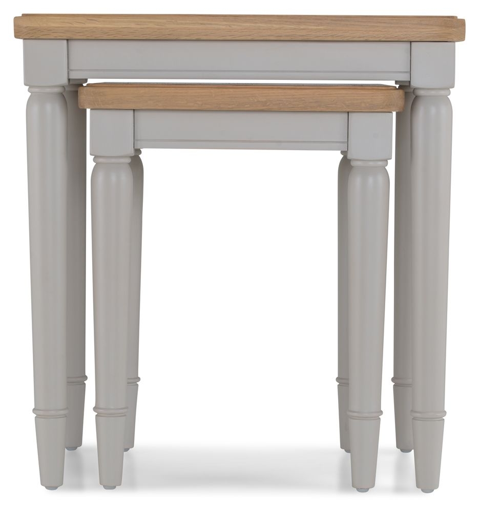Shallotte Grey And Parquet Oak Top Nest Of Tables Set Of 2