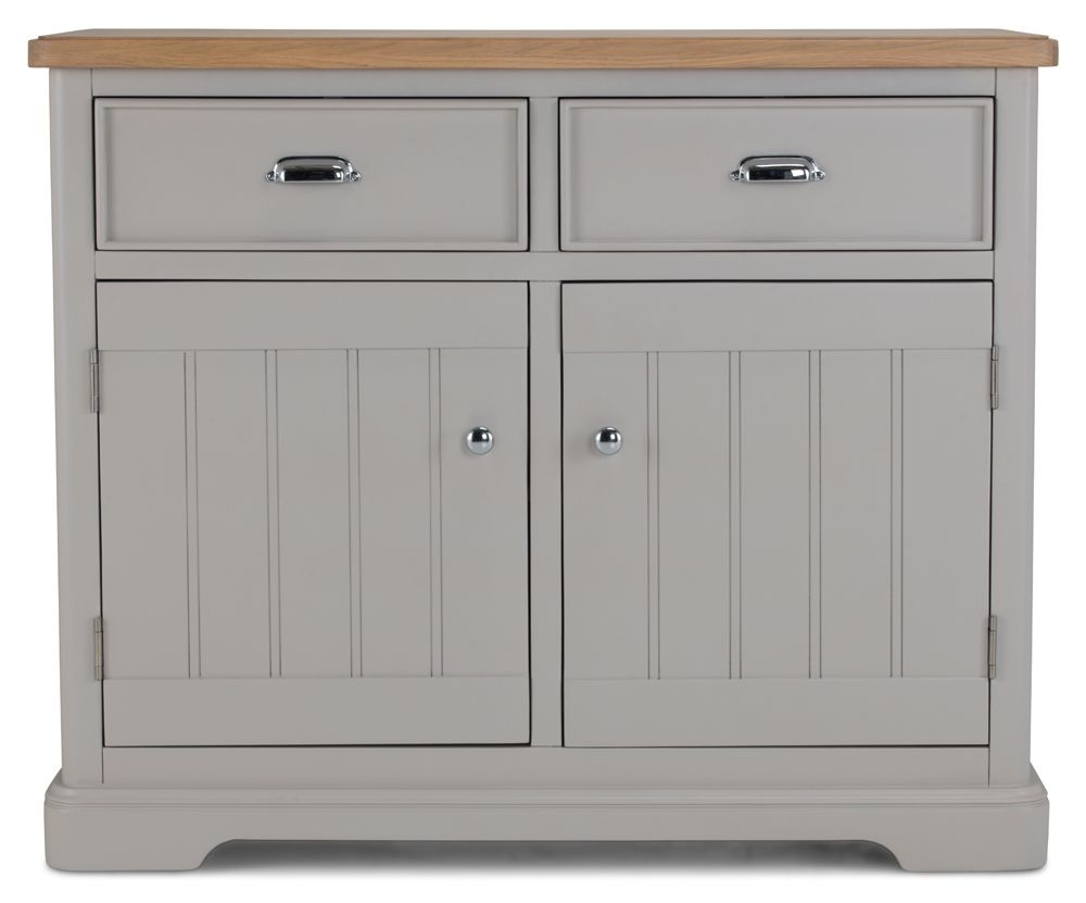 Shallotte Grey And Parquet Oak Top Small Sideboard 105cm With 2 Doors And 2 Drawers