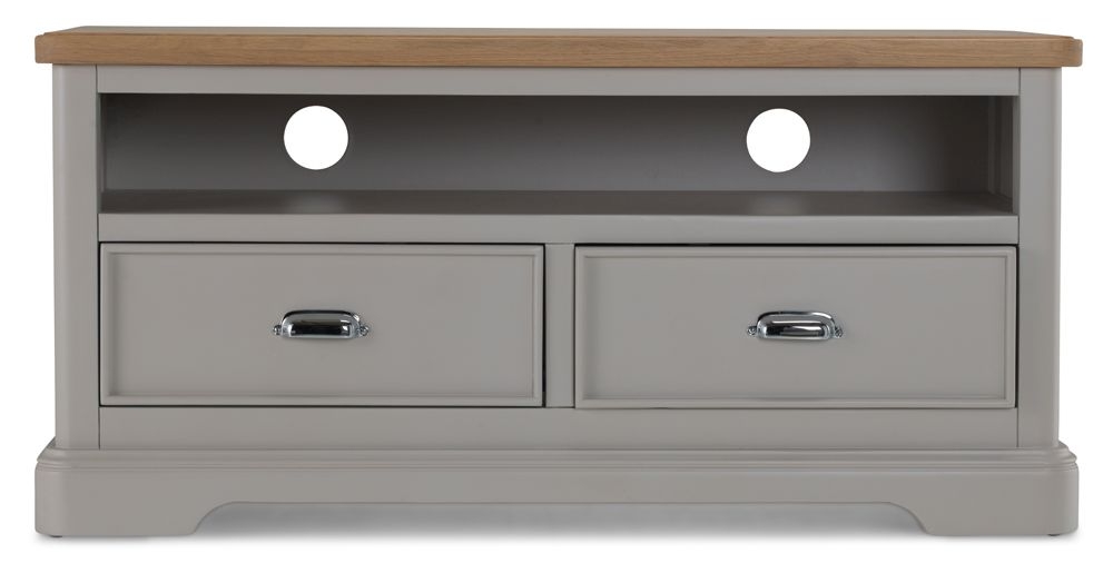 Shallotte Grey And Parquet Oak Top Tv Unit 105cm W With Storage For Television Upto 32in Plasma