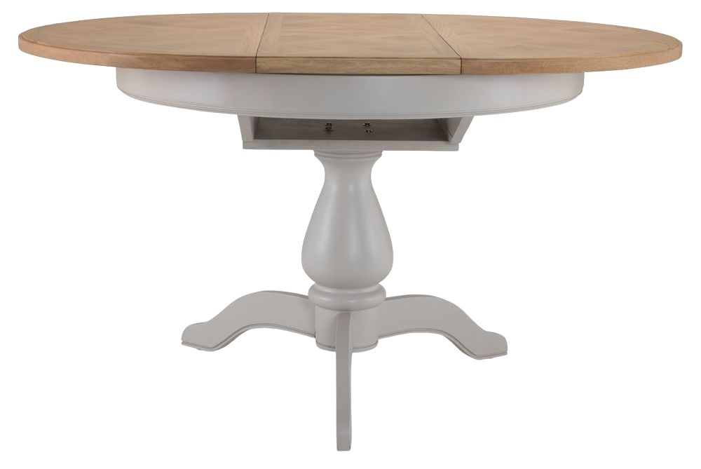 Shallotte Grey And Parquet Oak Top Dining Table 110cm150cm Seats 4 To 6 Diners Extending Oval Top