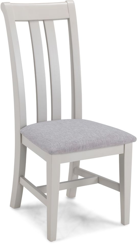 Shallotte Grey Slatted Back Dining Chair Upholstered Padded Seat Sold In Pairs