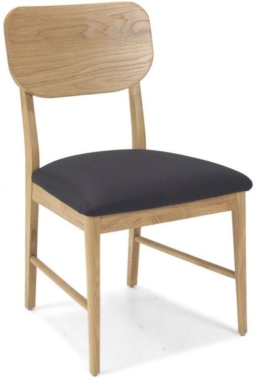 Skean Scandinavian Style Oak Curved Back Dining Chair Upholstered Padded Seat Sold In Pairs