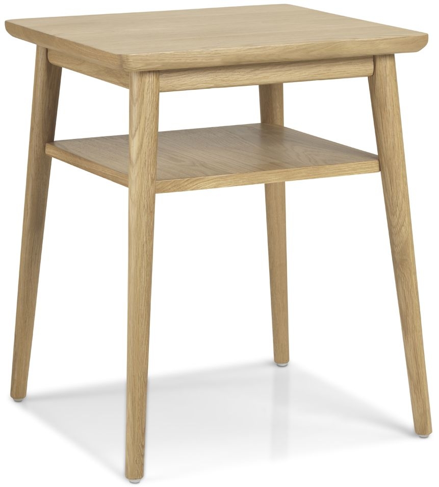 Skean Scandinavian Style Oak Lamp Table With Shelf