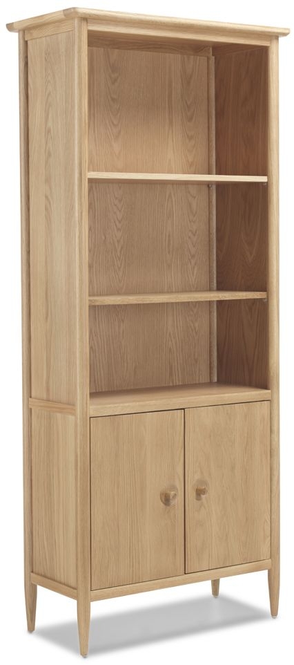 Skean Scandinavian Style Oak Large Bookcase 185cm H With 2 Shelves