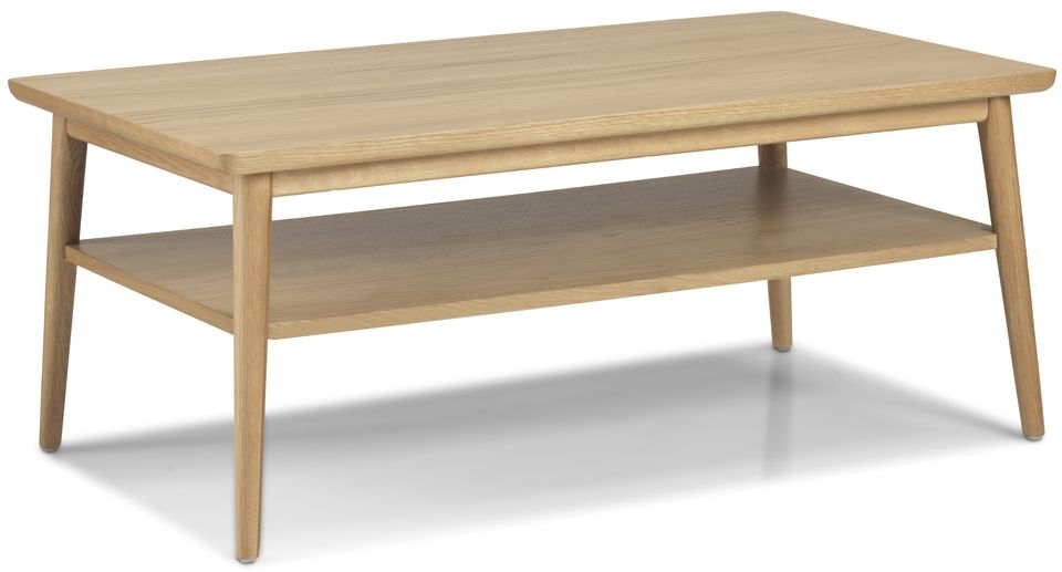Skean Scandinavian Style Oak Coffee Table With Bottom Shelf