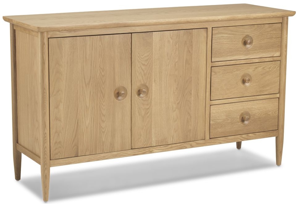 Skean Scandinavian Style Oak Medium Sideboard 135cm With 2 Doors And 3 Drawers