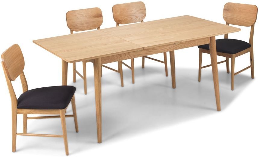 Skean Scandinavian Style Oak Dining Set 140cm180cm Seats 4 To 6 Diners Extending Rectangular Top Upholstered Dining Chairs