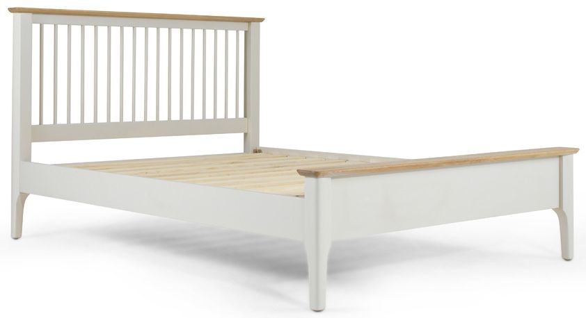 Stanford Grey And Oak Bed Frame Low Foot End With Slatted Headboard
