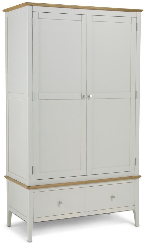 Stanford Grey And Oak Double Wardrobe 2 Doors With 2 Bottom Storage Drawers