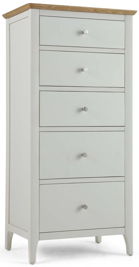 Stanford Grey And Oak Narrow Chest 5 Drawers Tallboy