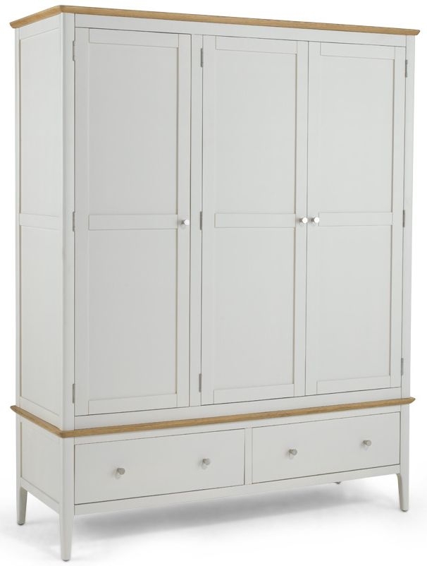 Stanford Grey And Oak Triple Wardrobe 3 Doors With 2 Bottom Storage Drawers