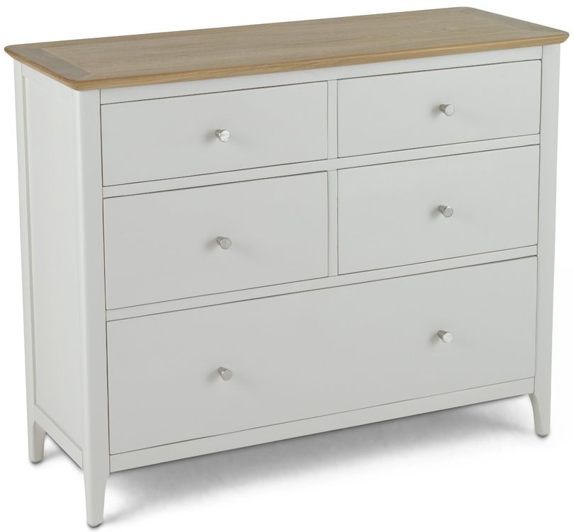 Stanford Grey And Oak Wide Chest 5 Drawers