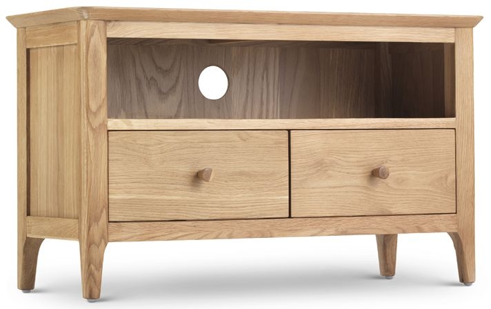 Wadsworth Waxed Oak Tv Unit 87cm W With Storage For Television Upto 32in Plasma