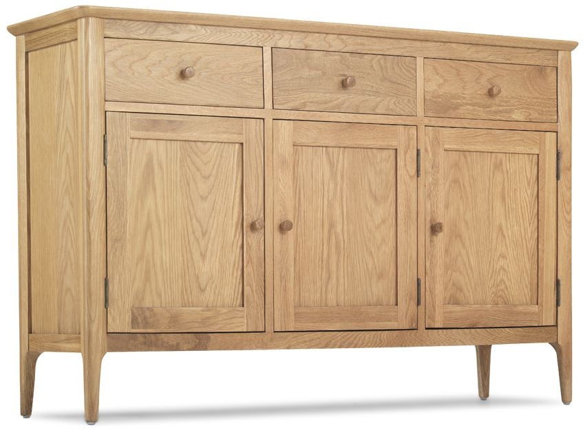 Wadsworth Waxed Oak Medium Sideboard 135cm With 3 Doors And 3 Drawers