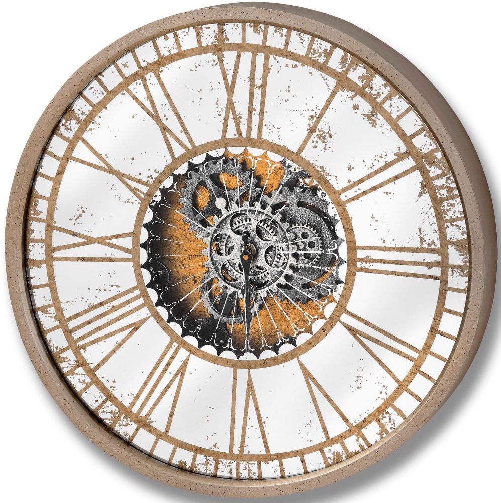 Hill Interiors Mirrored Round Clock With Moving Mechanism
