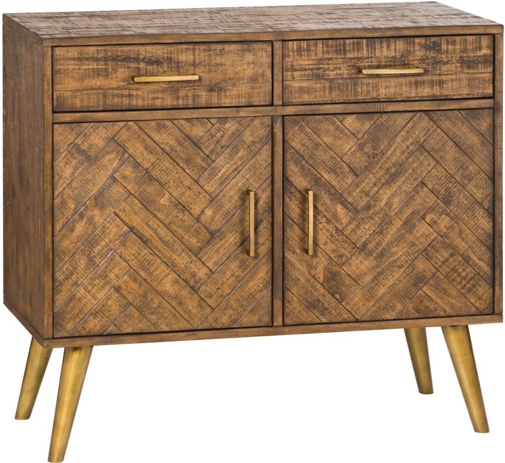 Hill Interiors Havana Sideboard Rustic Pine With Antique Gold Metal Legs And Handles