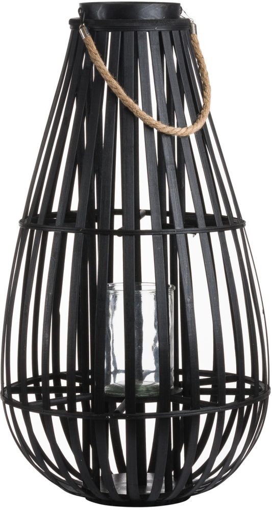 Hill Interiors Large Floor Standing Domed Wicker Lantern With Rope Detail