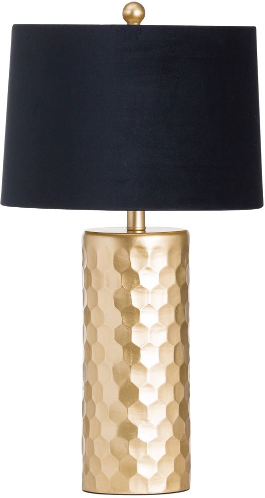 Hill Interiors Jem Honey Comb Gold Table Lamp With Black Velvet Shade