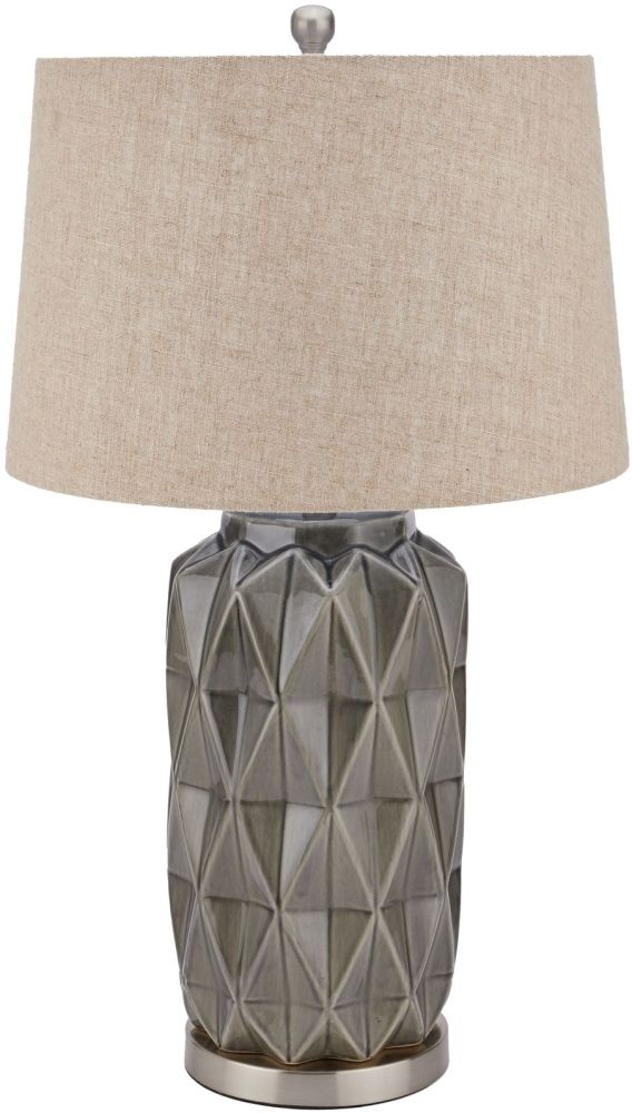 Hill Interiors Acantho Grey Ceramic Lamp With Linen Shade