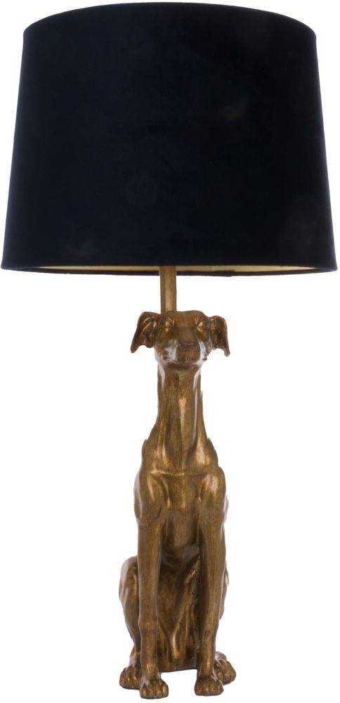 Hill Interiors William The Whippet Gold Lamp With Charcoal Shade
