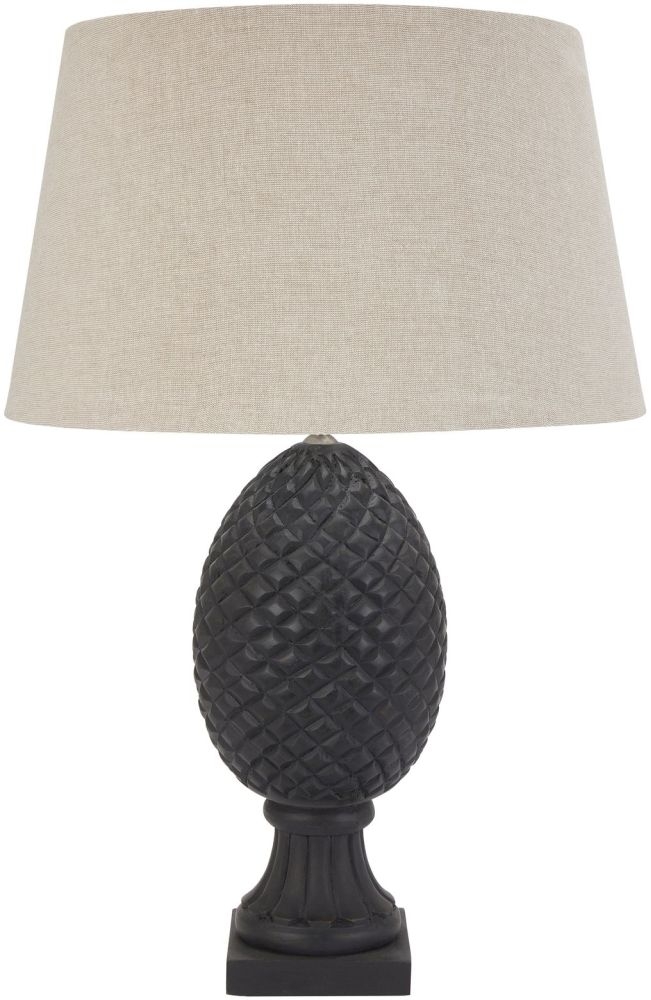 Hill Interiors Delaney Grey Pineapple Lamp With Linen Shade