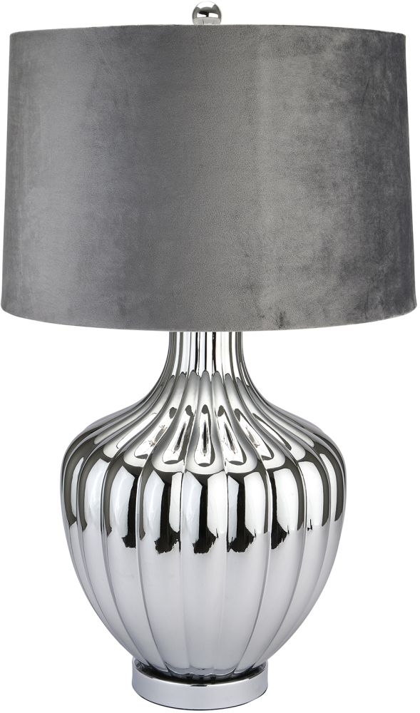 Hill Interiors Large Silver Moonshine Table Lamp With Mid Grey Lampshade