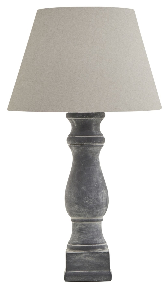 Hill Interiors Amalfi Grey Candlestick Table Lamp With Linen Shade