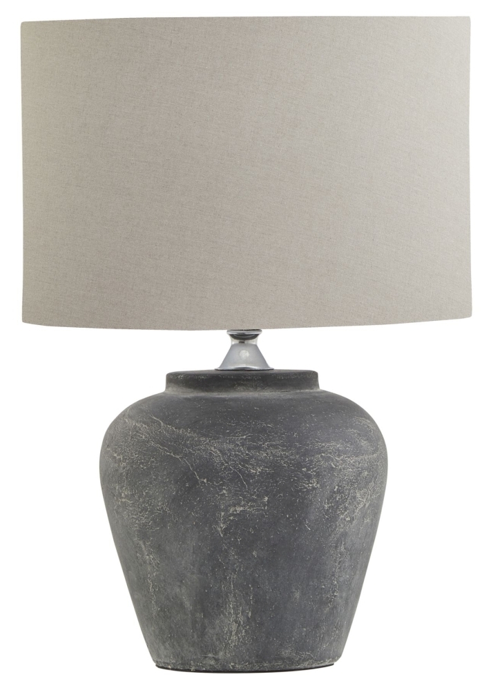Hill Interiors Amalfi Grey Table Lamp With Linen Shade