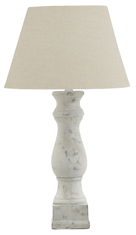 Hill Interiors Darcy Antique White Candlestick Table Lamp With Linen Shade