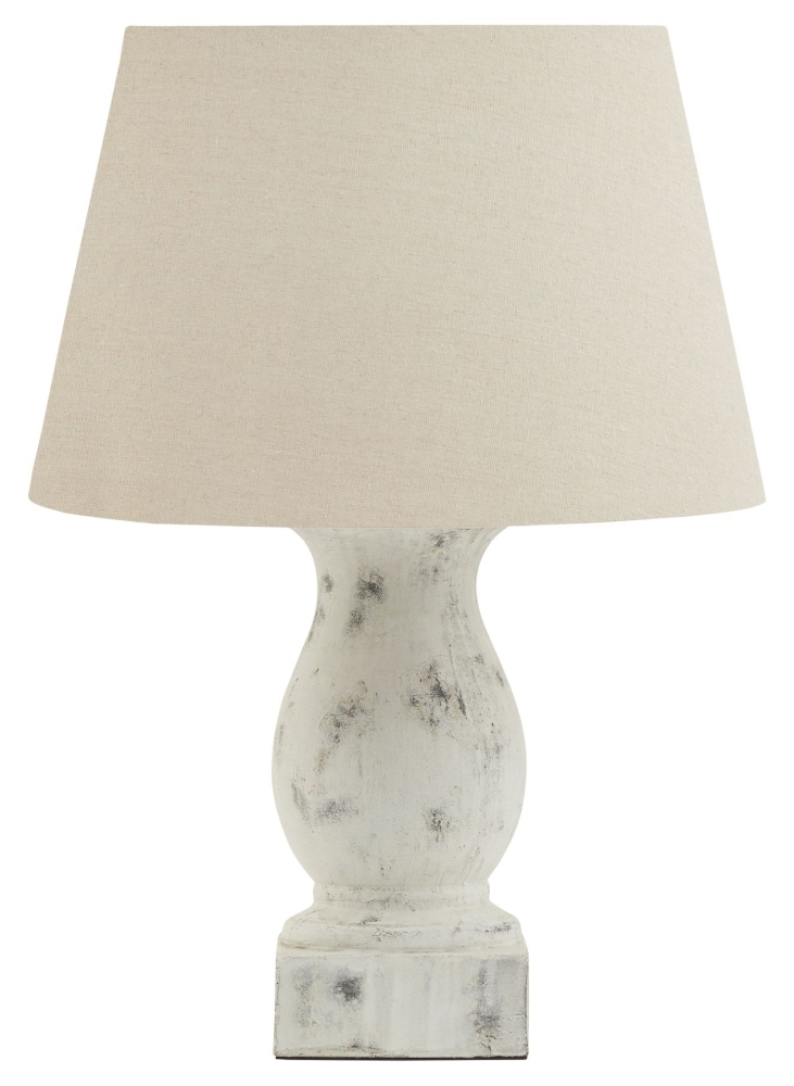 Hill Interiors Darcy Antique White Pillar Table Lamp With Linen Shade