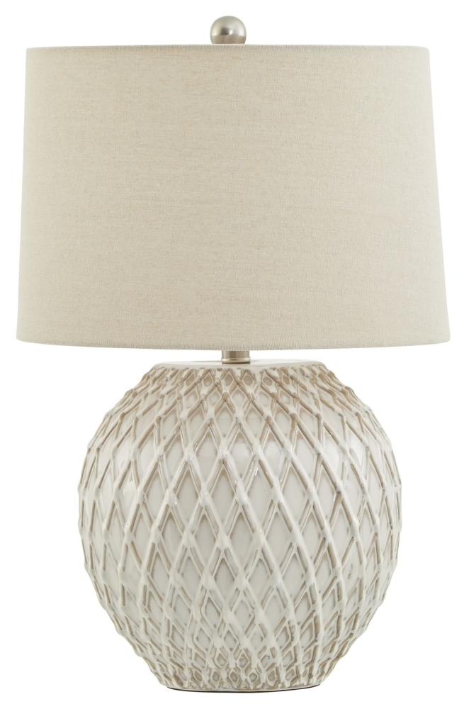 Hill Interiors Lattice Ceramic Table Lamp With Linen Shade