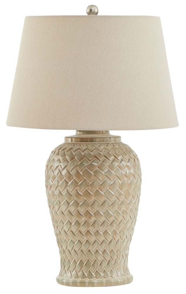 Hill Interiors Woven Ceramic Table Lamp With Linen Shade