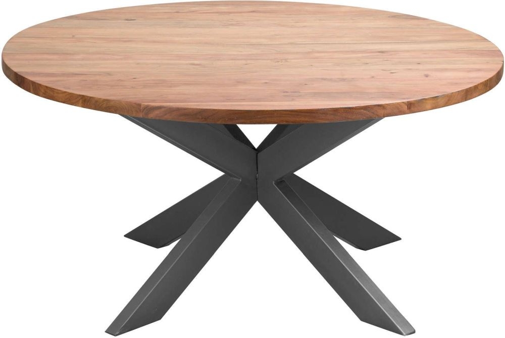 Hill Interiors Live Edge Industrial Large Round Dining Table