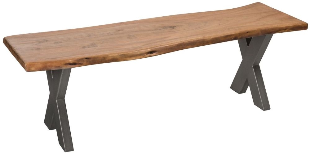 Hill Interiors Live Edge Industrial Dining Bench