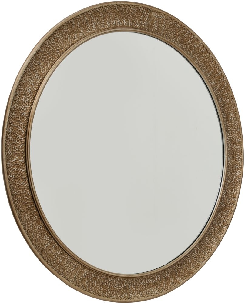 Hill Interiors Hammered Large Brass Round Wall Mirror