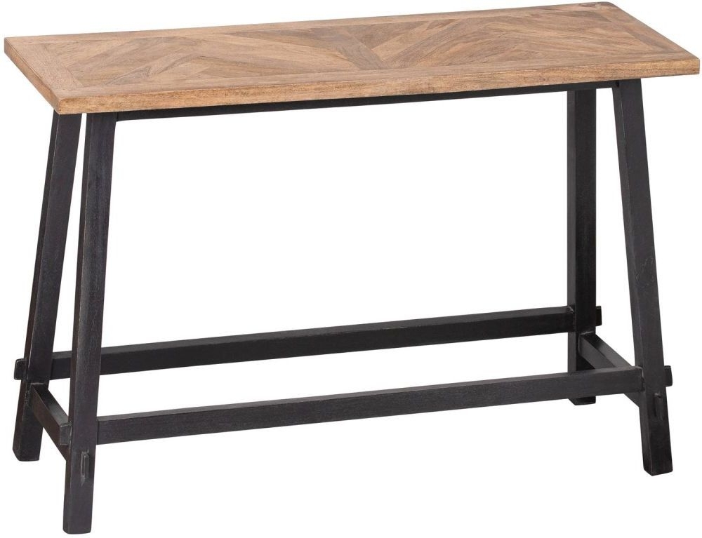 Hill Interiors The Nordic Parquet Style Console Table Mango Wood Top And Black Painted Base