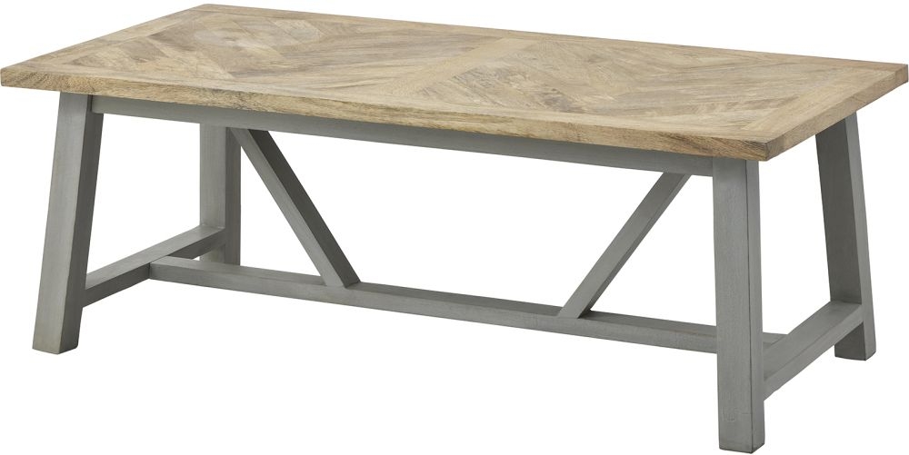 Hill Interior The Nordic Parquet Coffee Table Mango Wood Top And Grey Painted Base