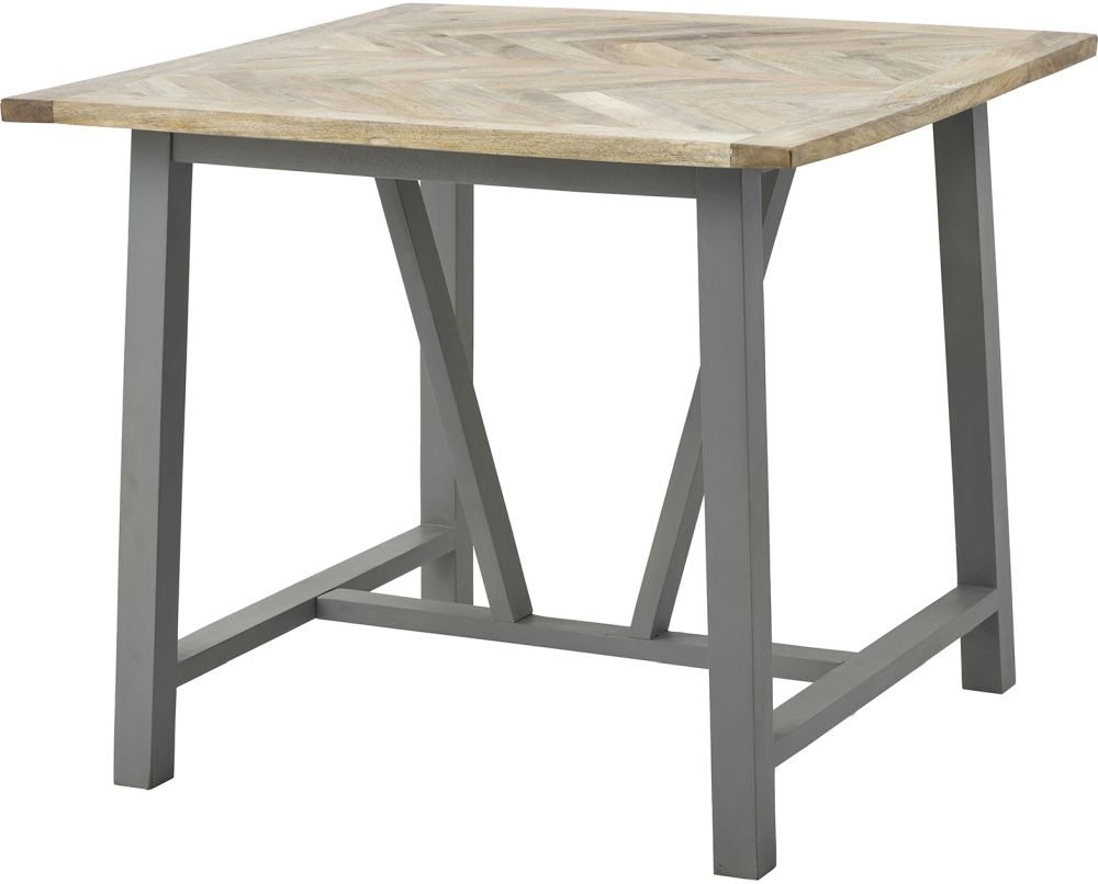 Hill Interior The Nordic Parquet Square Dining Table Mango Wood Top And Grey Painted Base