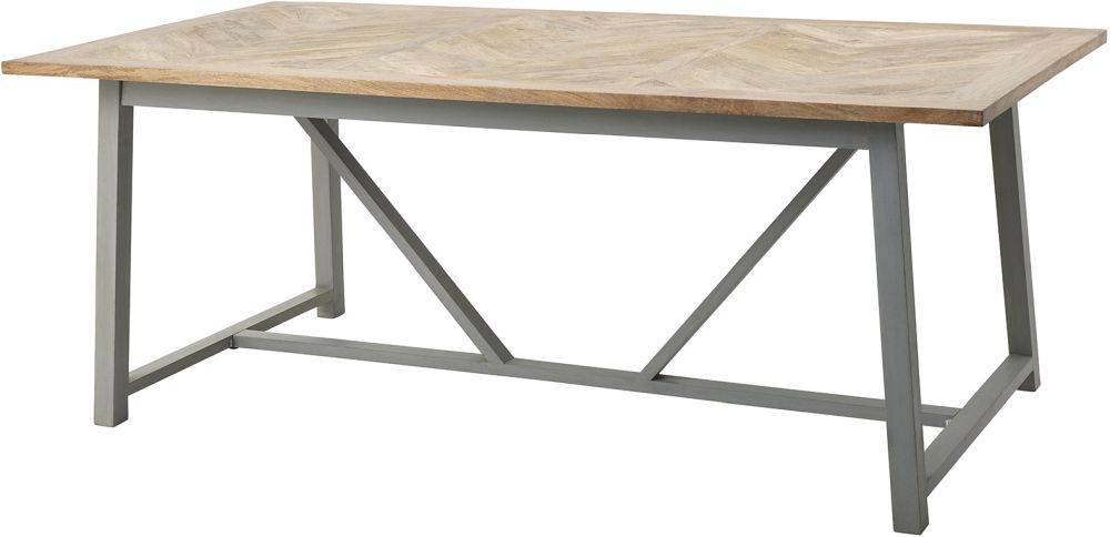 Hill Interior The Nordic Parquet Grey Dining Table Mango Wood Top And Grey Painted Base