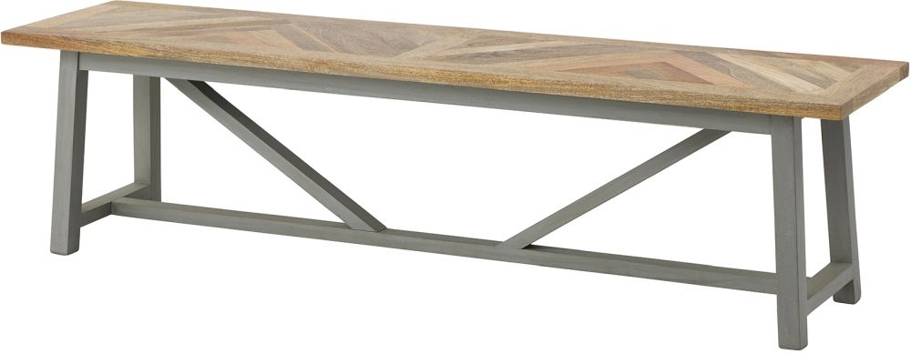 Hill Interior The Nordic Parquet Dining Bench Mango Wood Top And Grey Painted Base