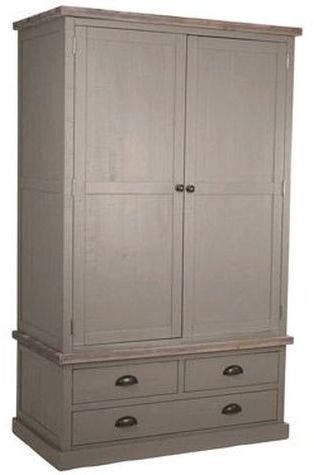 Hill Interiors The Oxley Farmhouse Style Grey Painted Pine 2 Door Wardrobe