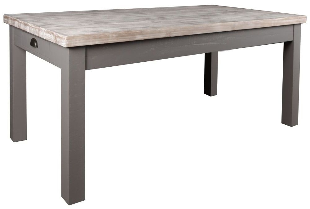 Hill Interiors The Oxley Farmhouse Style Grey Painted Pine Dining Table With Drawer