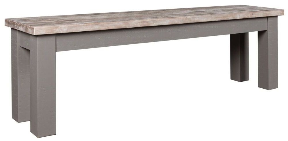 Hill Interiors The Oxley Farmhouse Style Grey Painted Pine Dining Bench