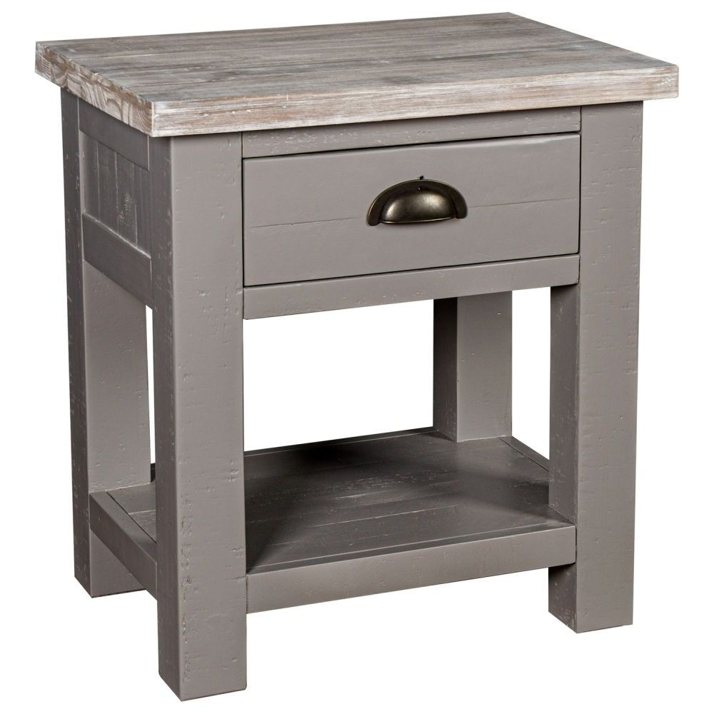 Hill Interiors The Oxley Farmhouse Style Grey Painted Pine 1 Drawer Side Table