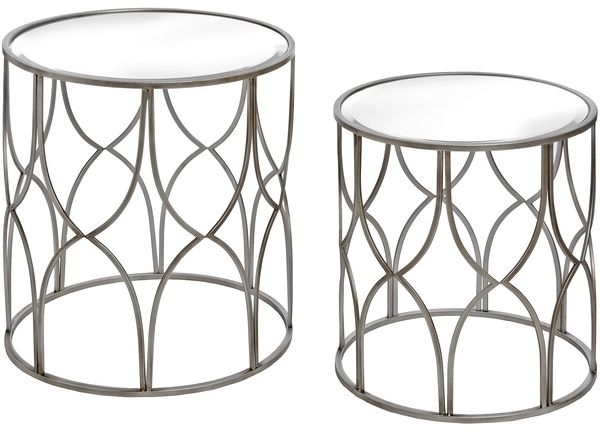 Hill Interiors Lattice Detail Silver Side Table Set Of 2