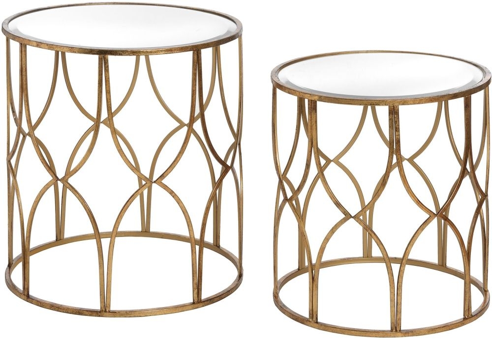 Hill Interiors Gold Detail Lattice Side Table Set Of 2
