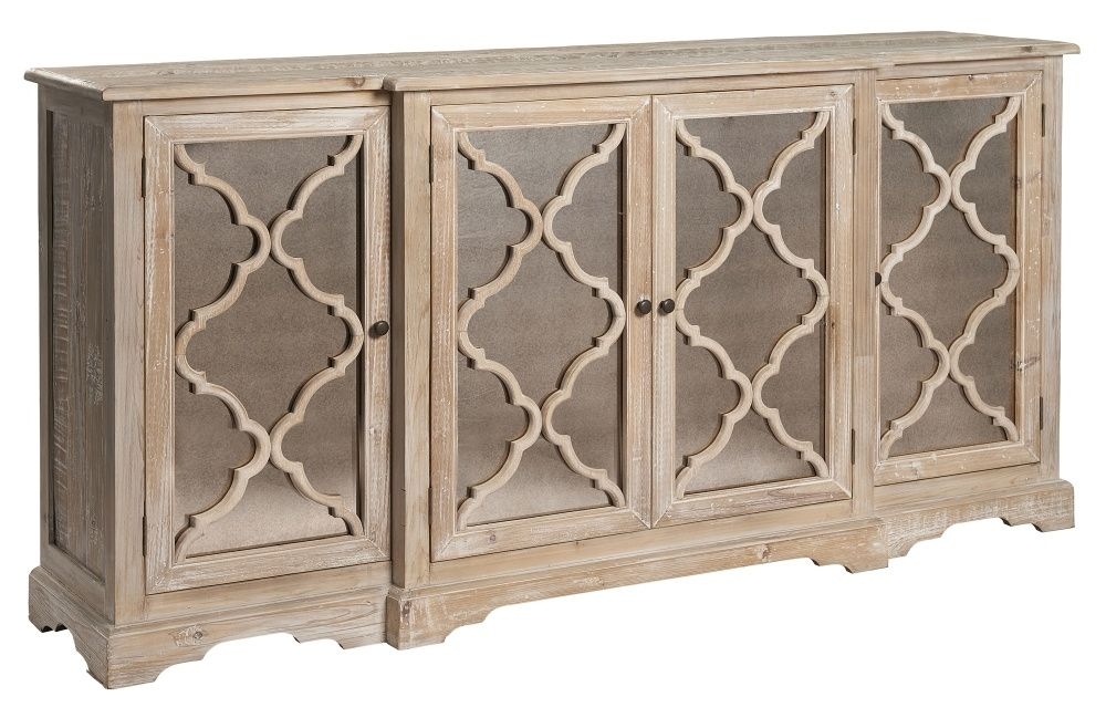 Acepello Old Pine In Grey Lime Finish Extra Large Fretwork Lowery Sideboard 203cm W With 4 Doors Georgian Style