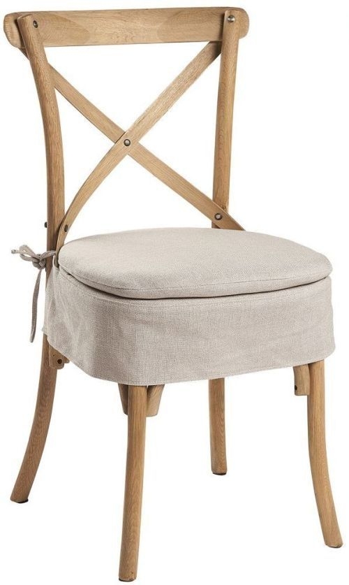 Acepello Oak Cross Back Dining Chair With Cream Seat Pad Sold In Pairs