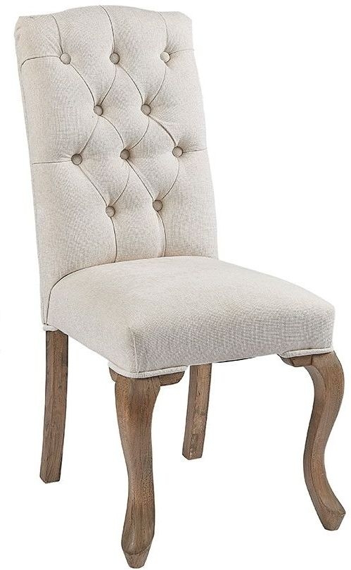 Acepello Natural Dining Chair Tufted Velvet Fabric Upholstered Sold In Pairs